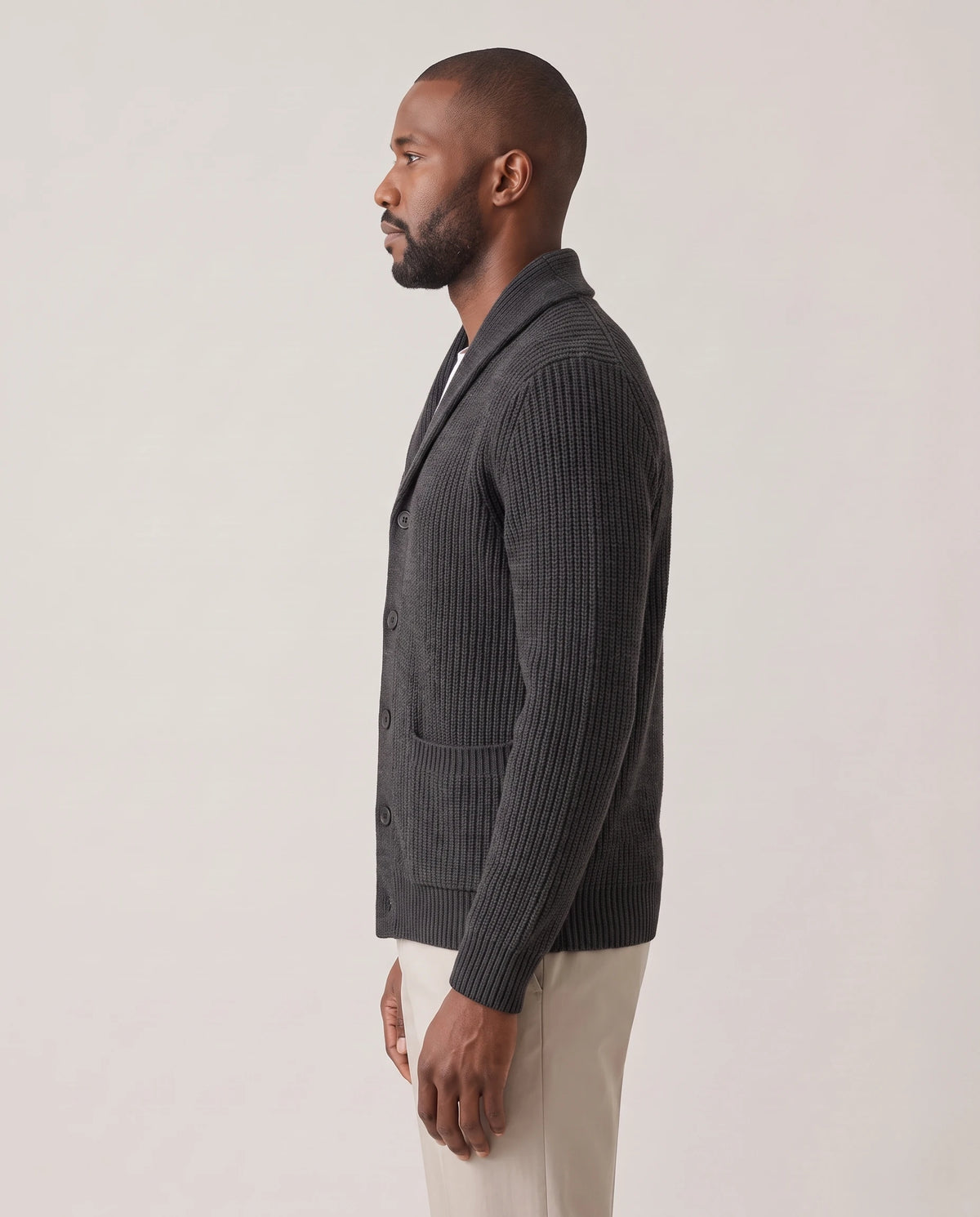 Men's Shawl Collar Button-Front Cardigan - Jermaine - Product view 7