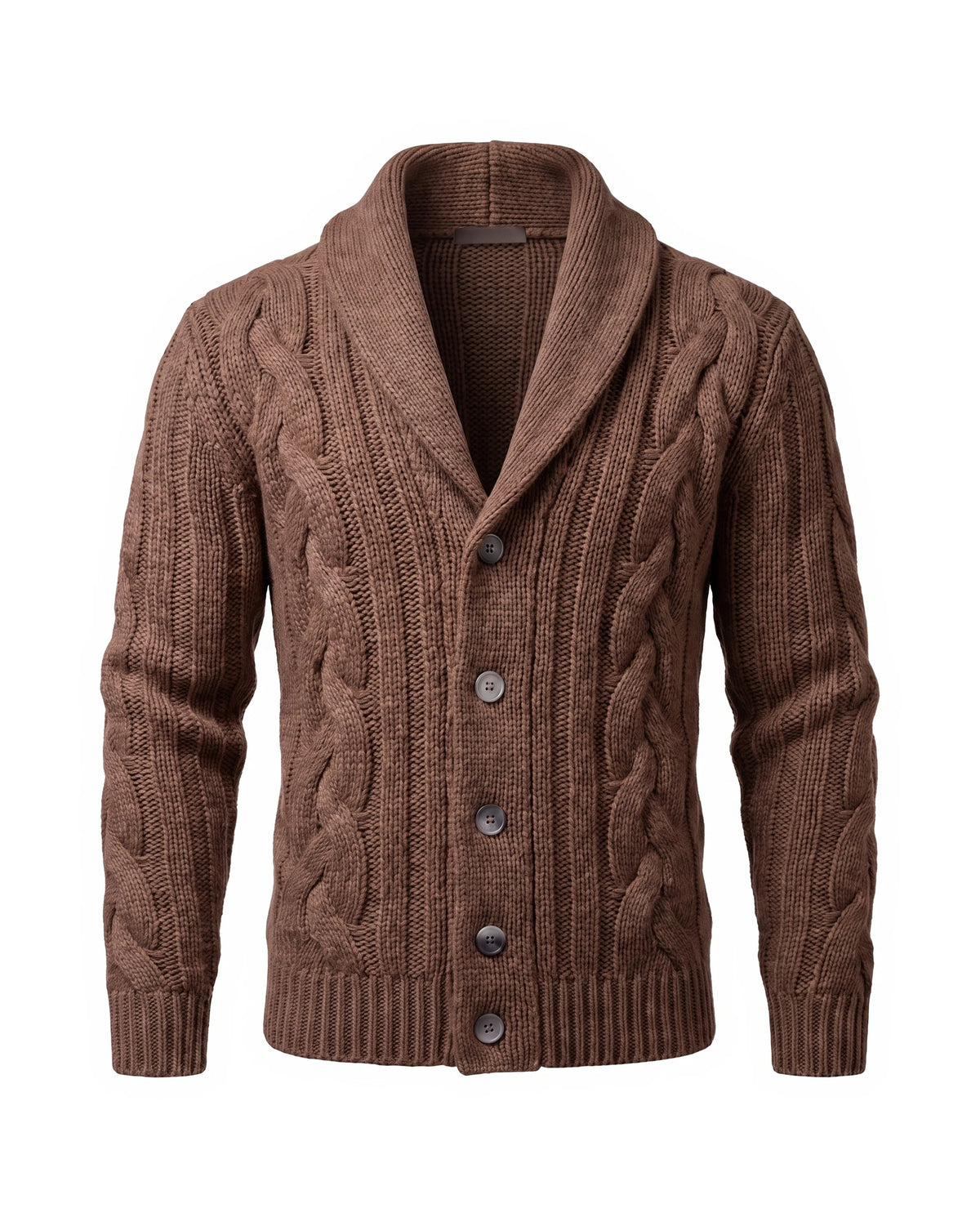 Men's Shawl Collar Knit Cardigan - Jamal - Brown