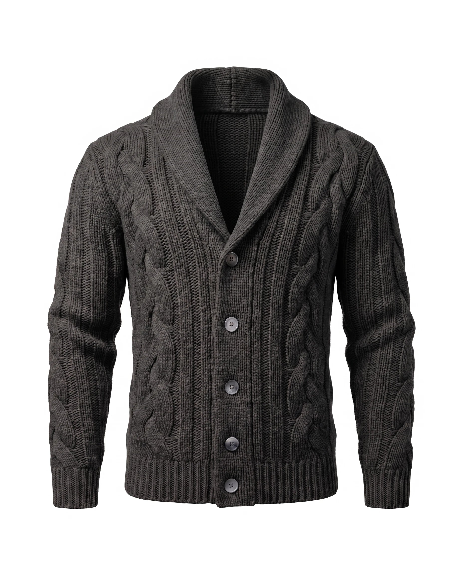 Men's Shawl Collar Knit Cardigan - Jamal - Black