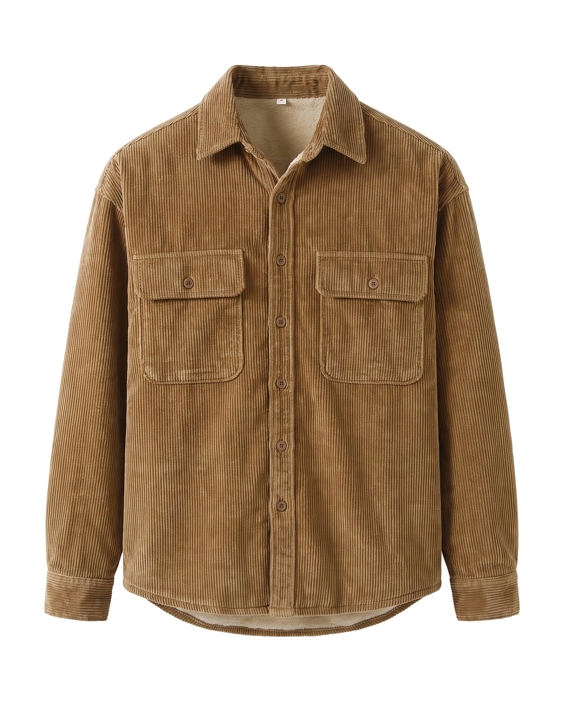 Men's Sherpa-Lined Corduroy Shirt Jacket - Clay - Khaki