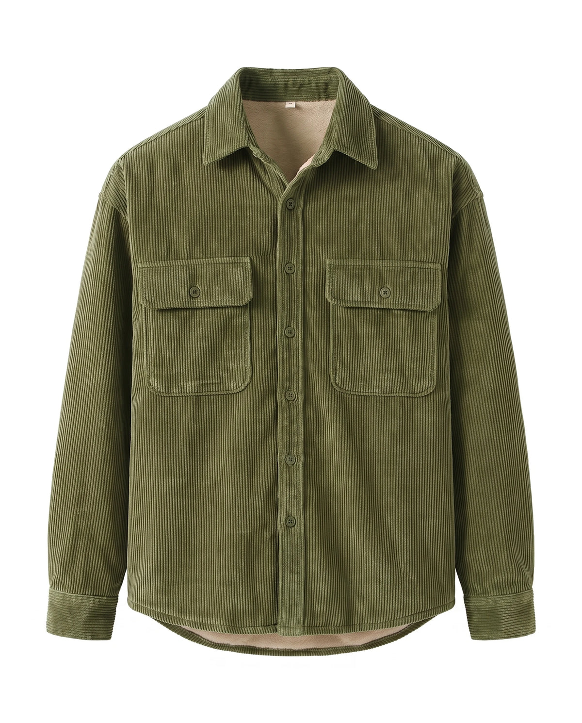 Men's Sherpa-Lined Corduroy Shirt Jacket - Clay - Green