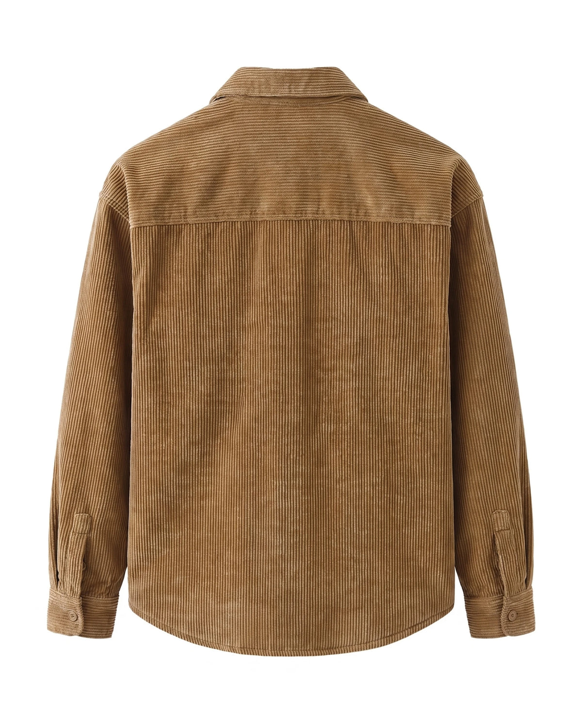 Men's Sherpa-Lined Corduroy Shirt Jacket - Clay - Khaki Back View