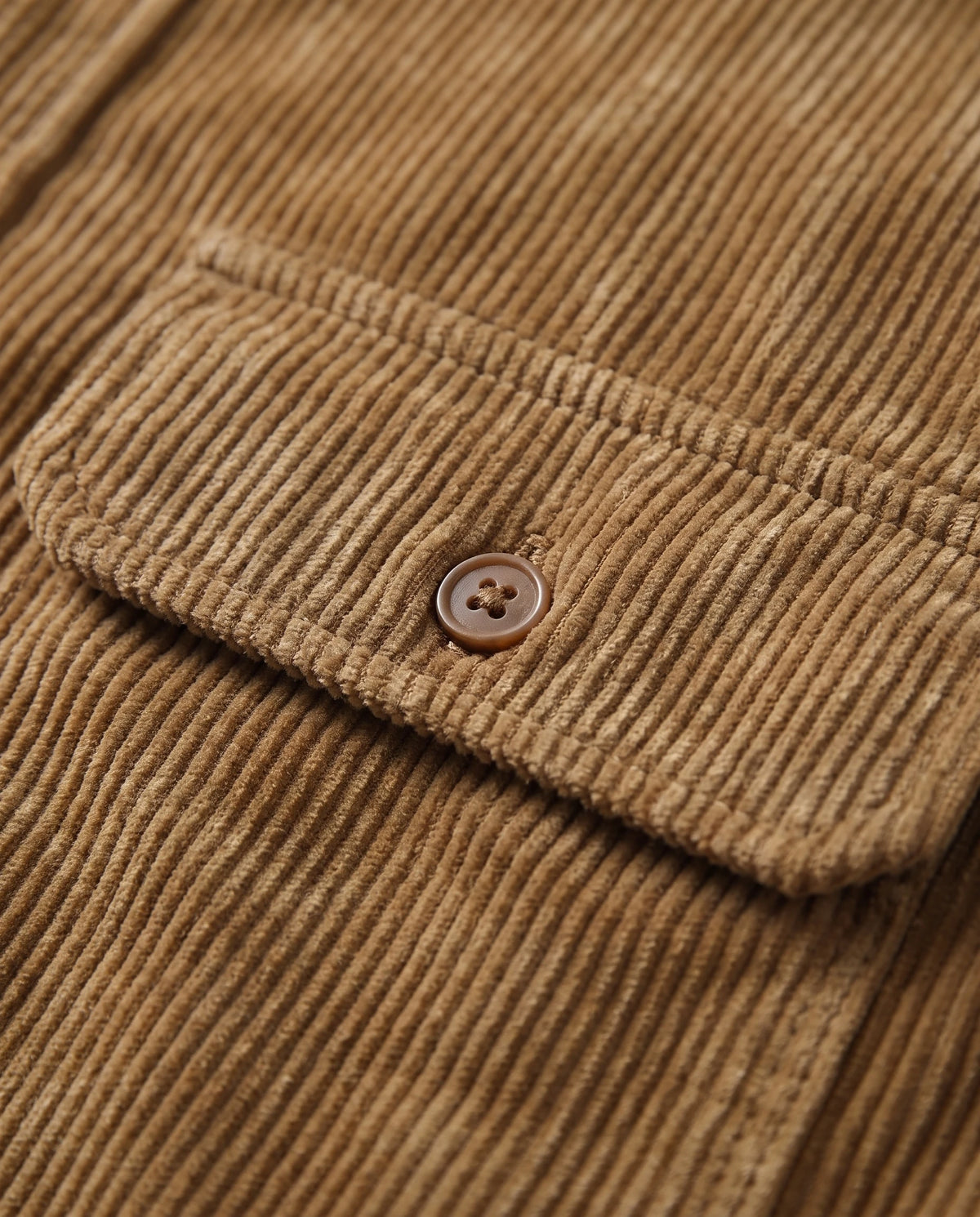 Men's Sherpa-Lined Corduroy Shirt Jacket - Clay - Flap Pocket and Cuff Detail
