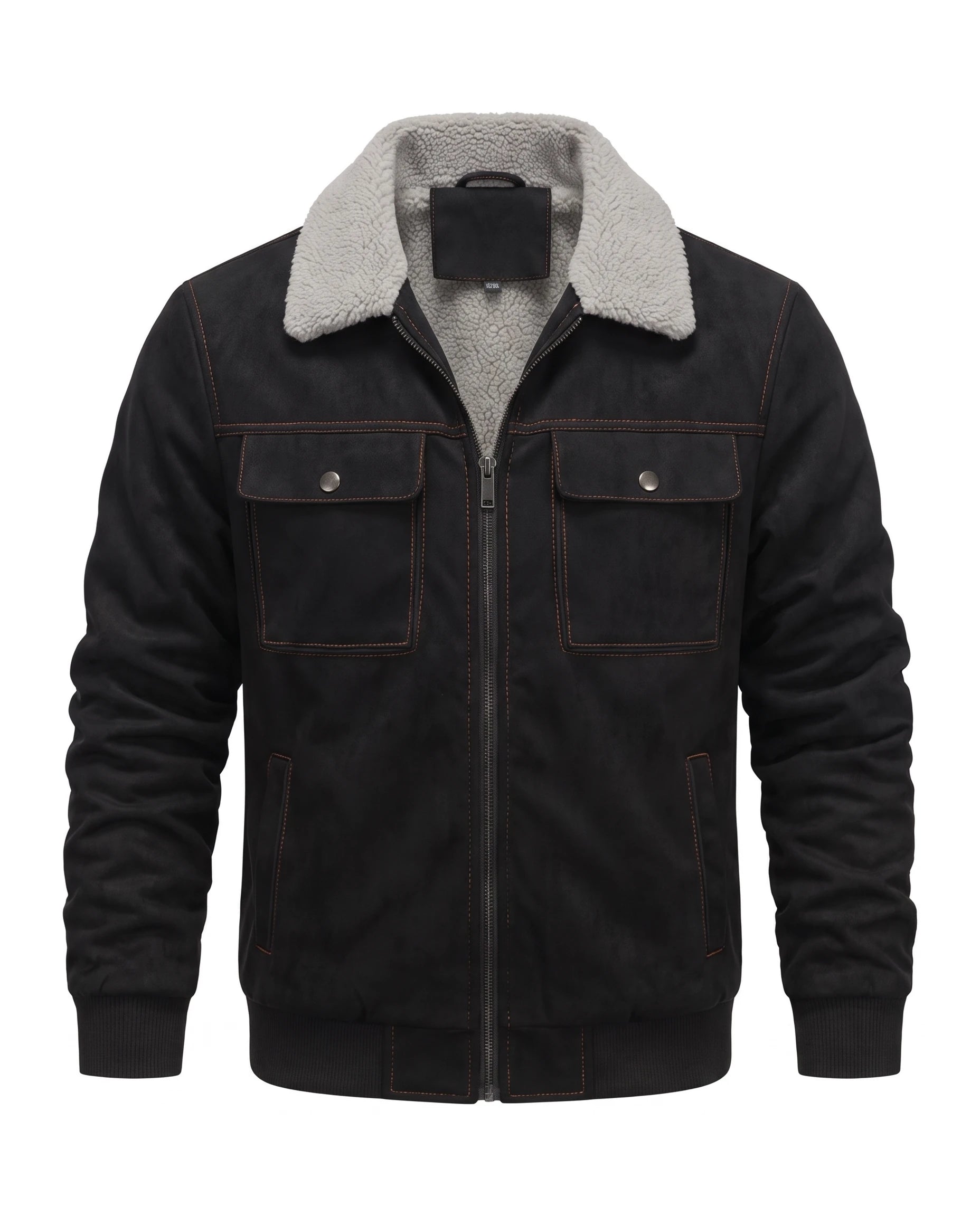 Men's Sherpa-Lined Trucker Jacket - Carlos - Black