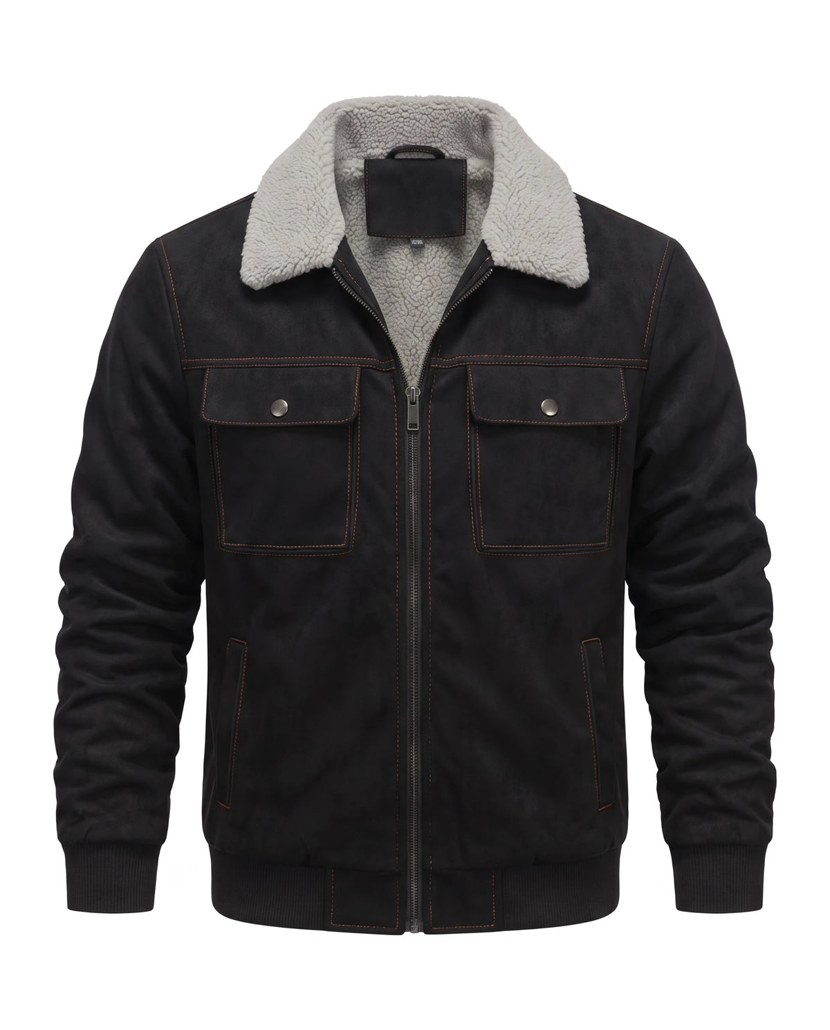 Men's Sherpa-Lined Trucker Jacket - Carlos - Black