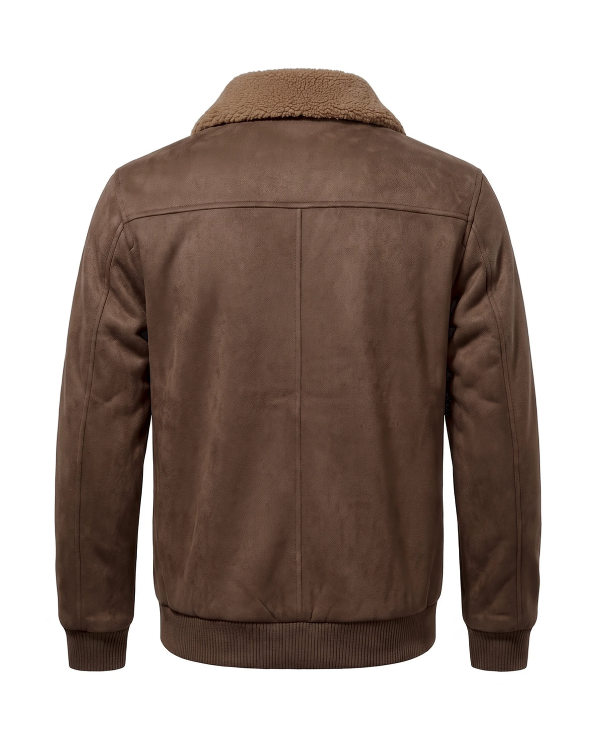 Men's Sherpa-Lined Trucker Jacket - Carlos - Brown Back View