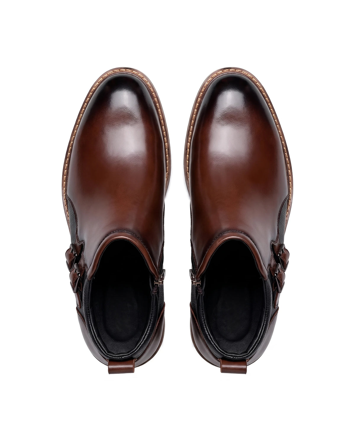Men's Side-Zip Buckle Ankle Boots - Bradford - Top View