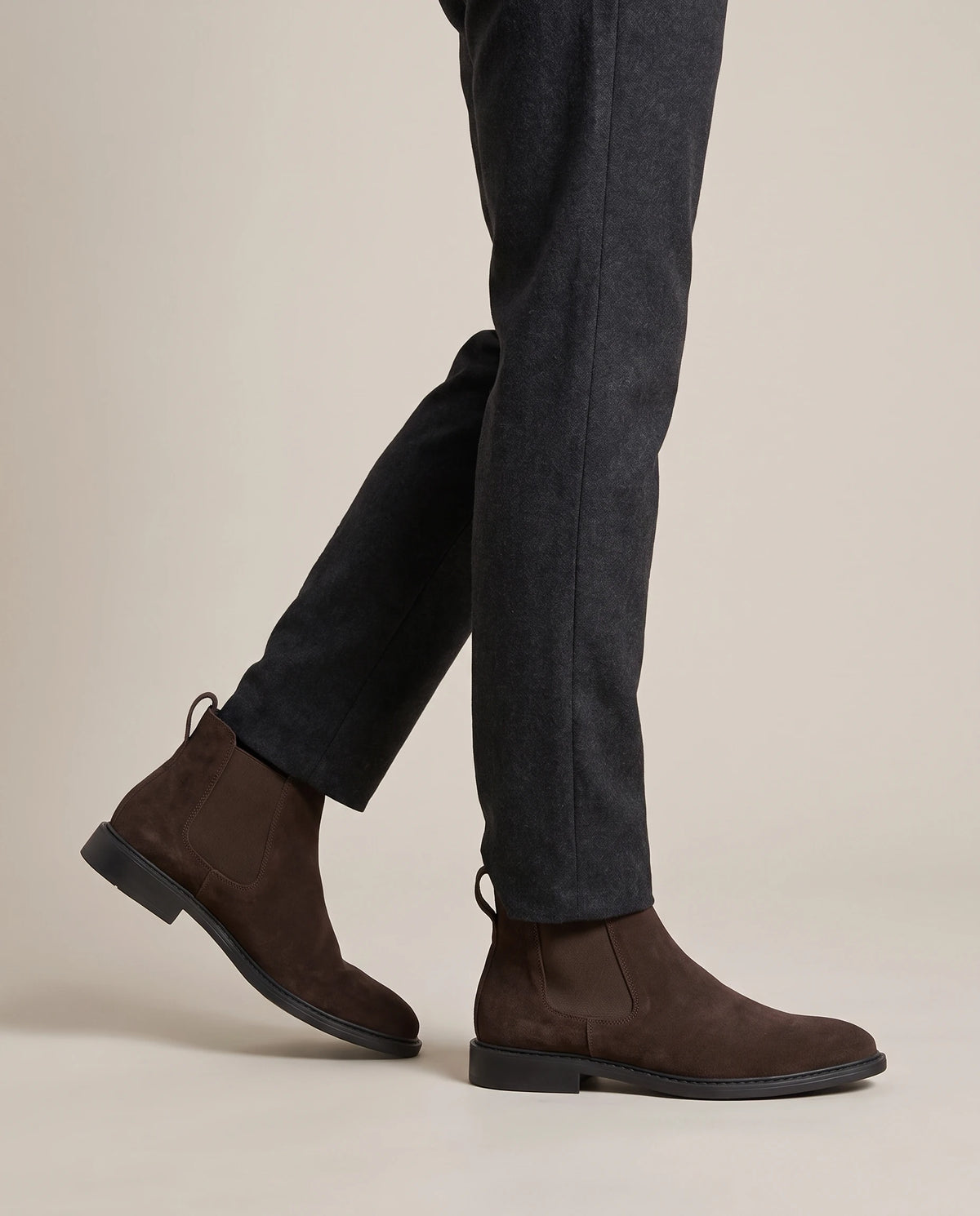 Men's Suede Chelsea Boots - Braden - Model Side Detail