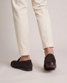 Men's Suede-Effect Penny Loafers - Albert - Model Back Detail