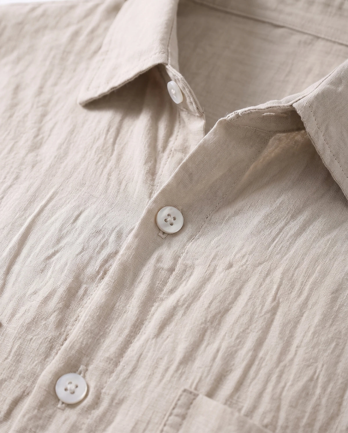 Men's Tencel-Blend Overshirt - Portofino - Collar and Button Detail