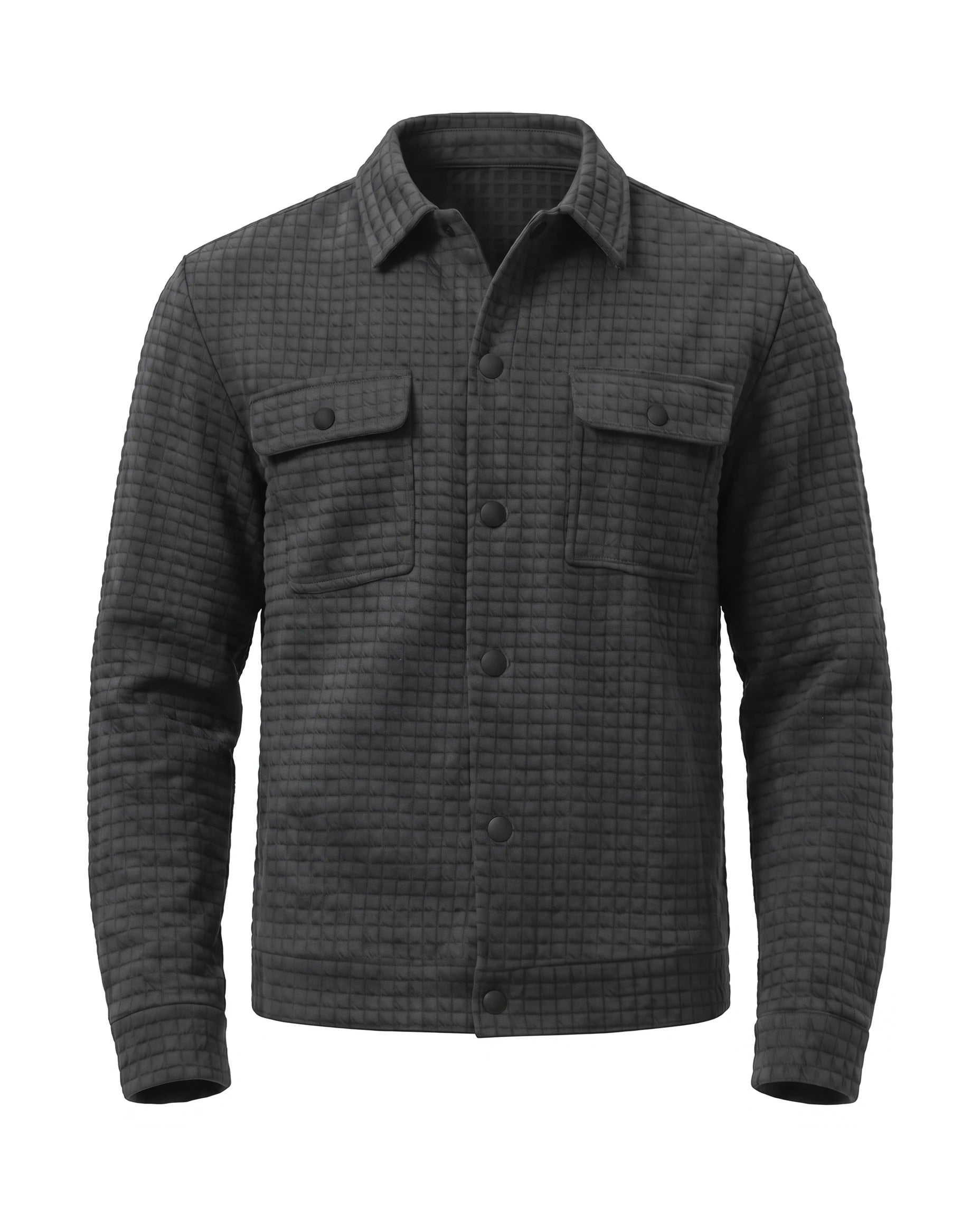 Men's Waffle-Knit Shirt Jacket - Darren - Dark Gray