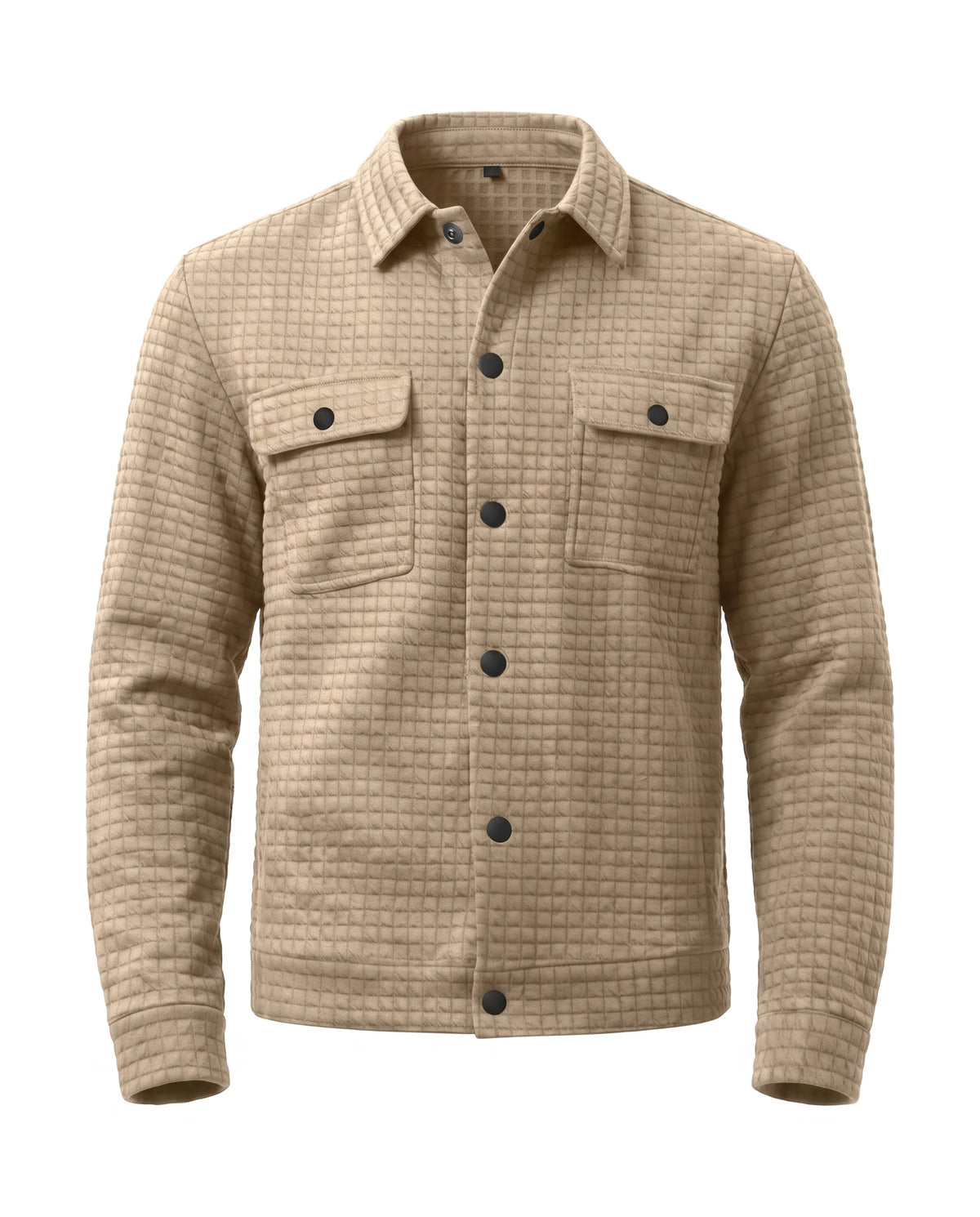 Men's Waffle-Knit Shirt Jacket - Darren - Khaki