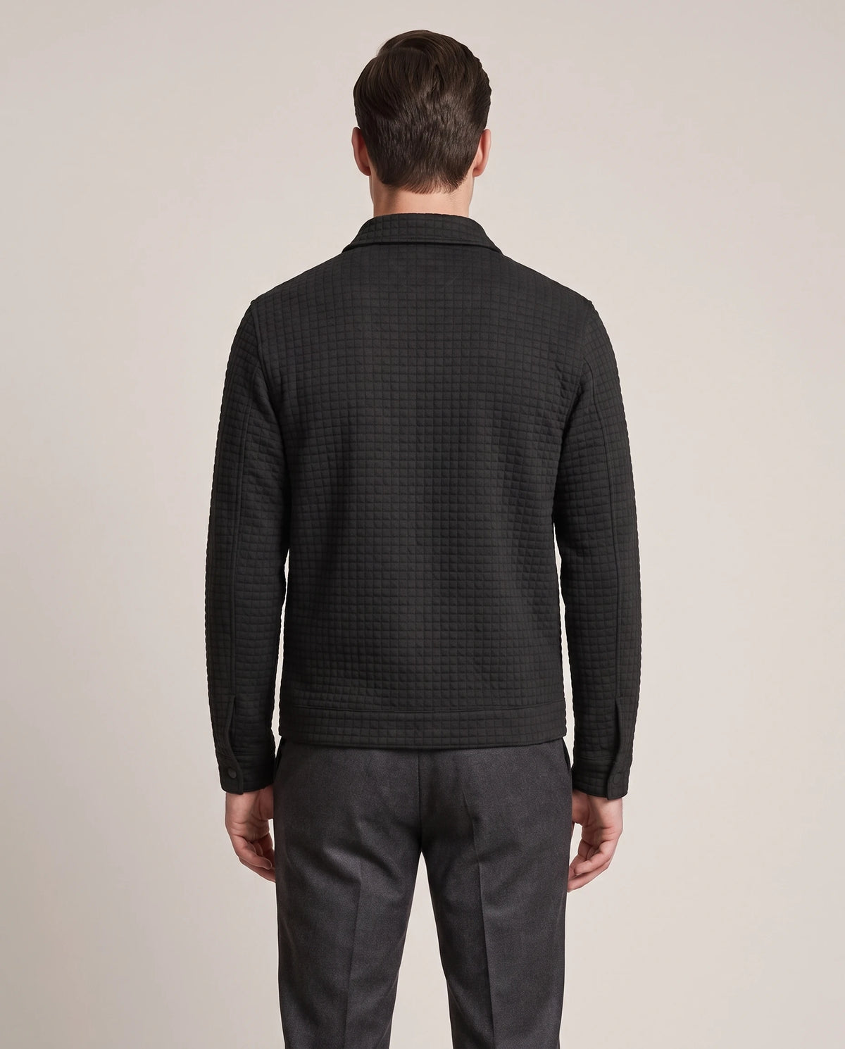 Men's Waffle-Knit Shirt Jacket - Darren - Model Back
