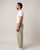Men's Wide-Leg Pleated Lyocell Trousers - Marlow - Model Side