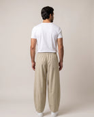 Men's Wide-Leg Pleated Lyocell Trousers - Marlow - Model Back
