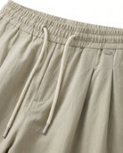 Men's Wide-Leg Pleated Lyocell Trousers - Marlow - Drawstring and Pleat Detail