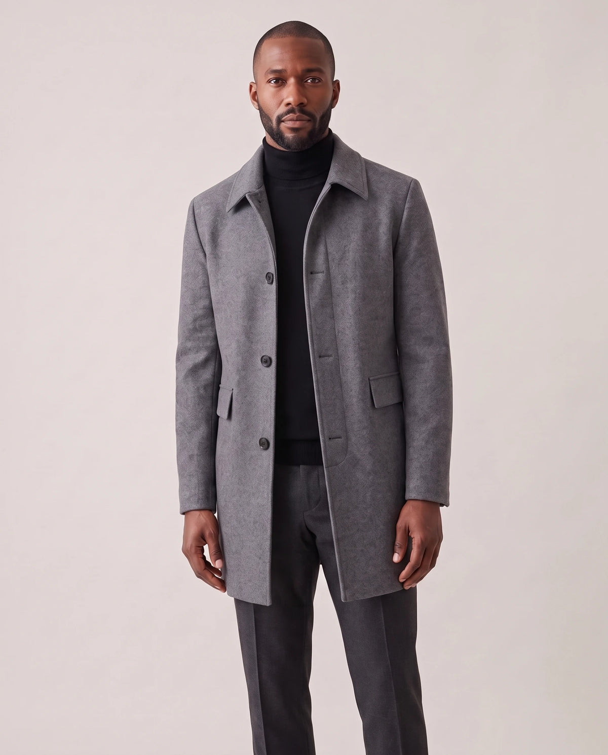 Men's Wool-Blend Overcoat - Finnian - Model Front