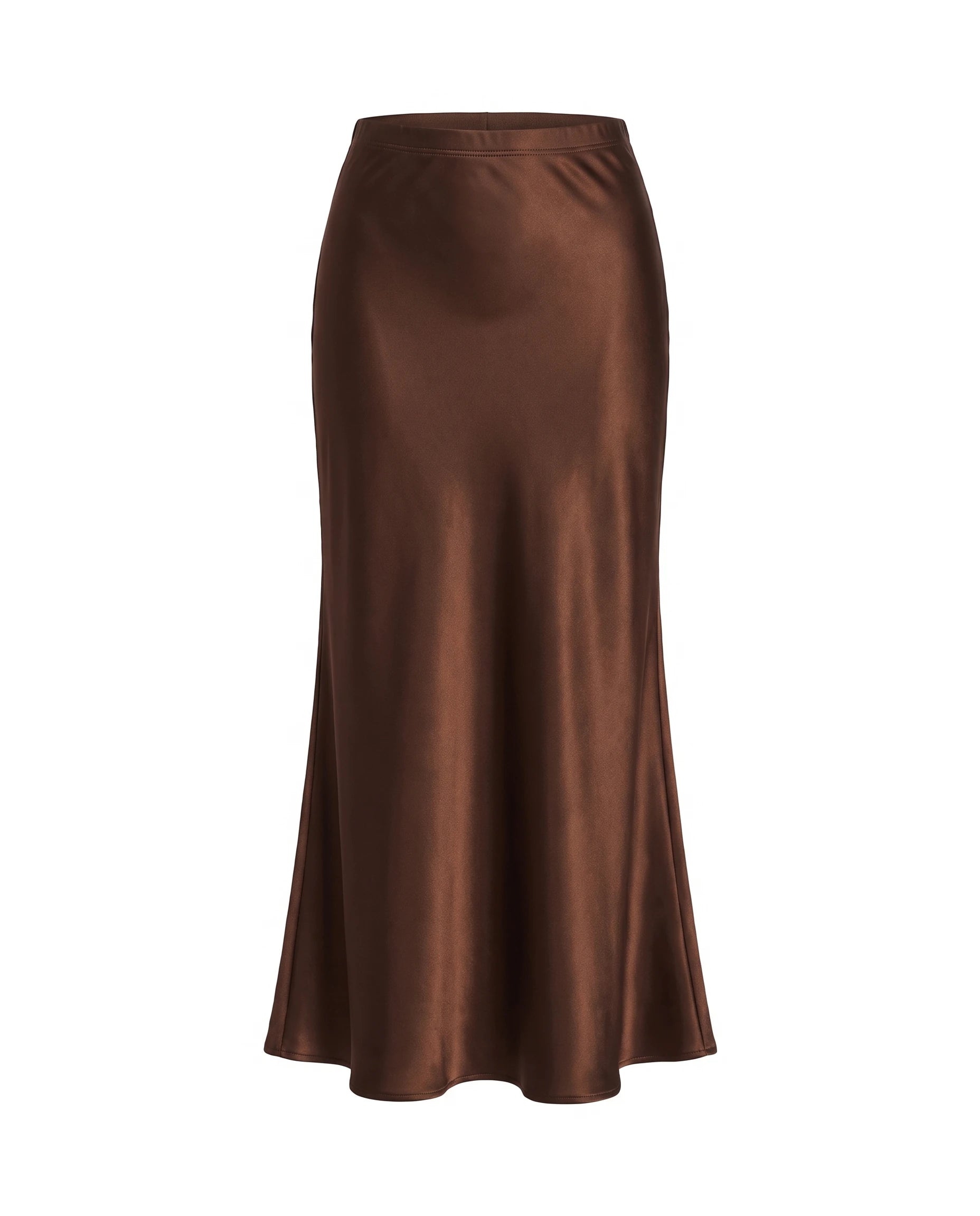 Women's Satin Maxi Skirt - Brown