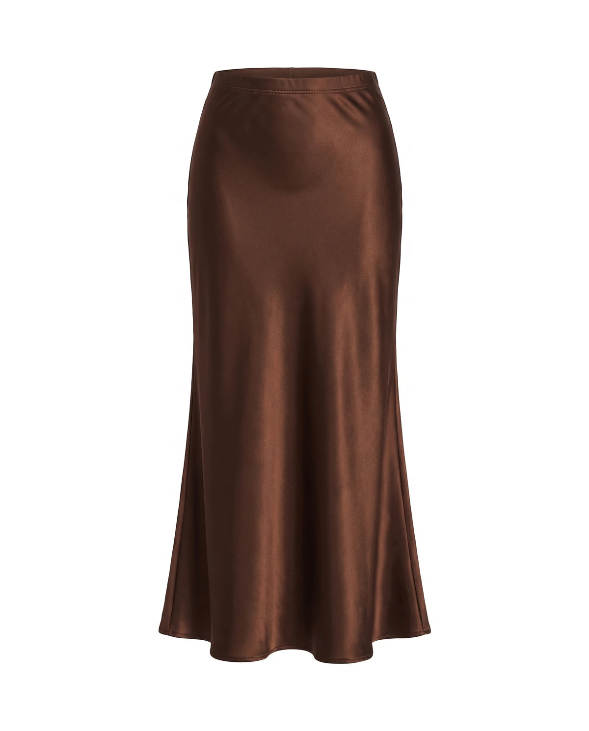 Women's Satin Maxi Skirt - Brown