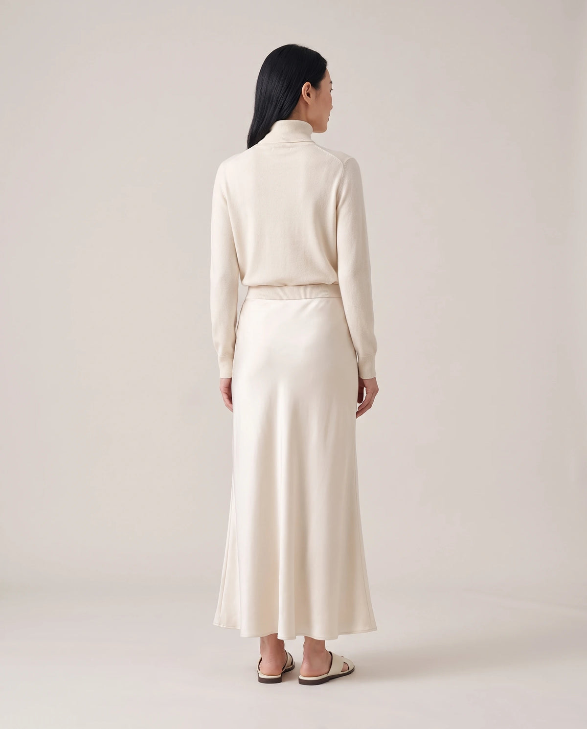 Women's Satin Maxi Skirt - Model Back