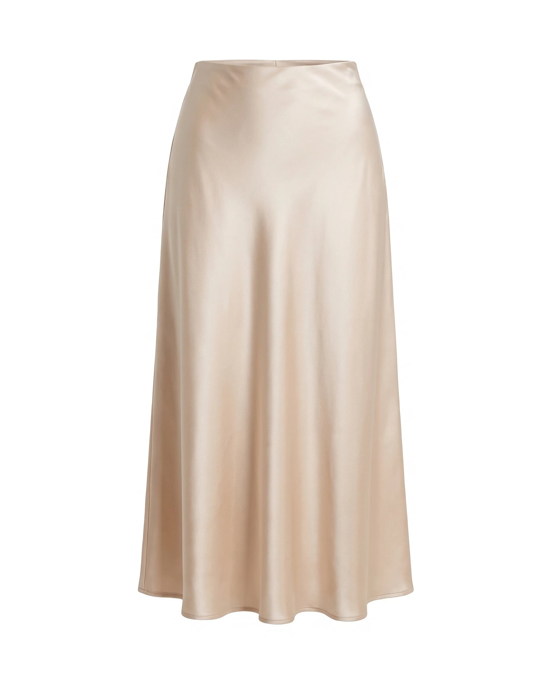 Women's Elastic-Waist Silk Skirt - Beige