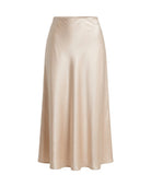 Women's Elastic-Waist Silk Skirt - Beige