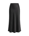 Women's Elastic-Waist Silk Skirt - Black