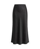 Women's Elastic-Waist Silk Skirt - Black