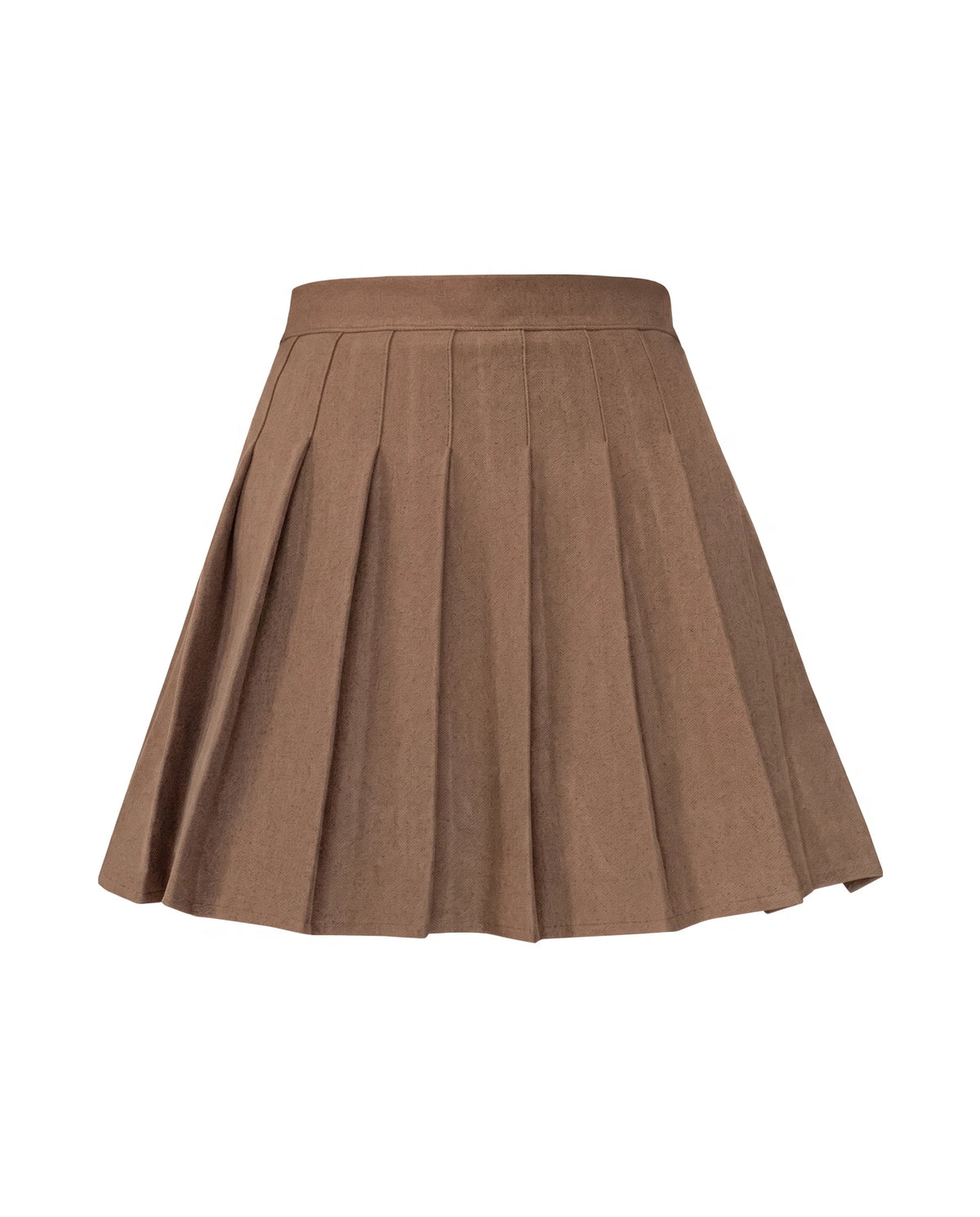 Women's Pleated Mini Skirt - Oxford - Brown