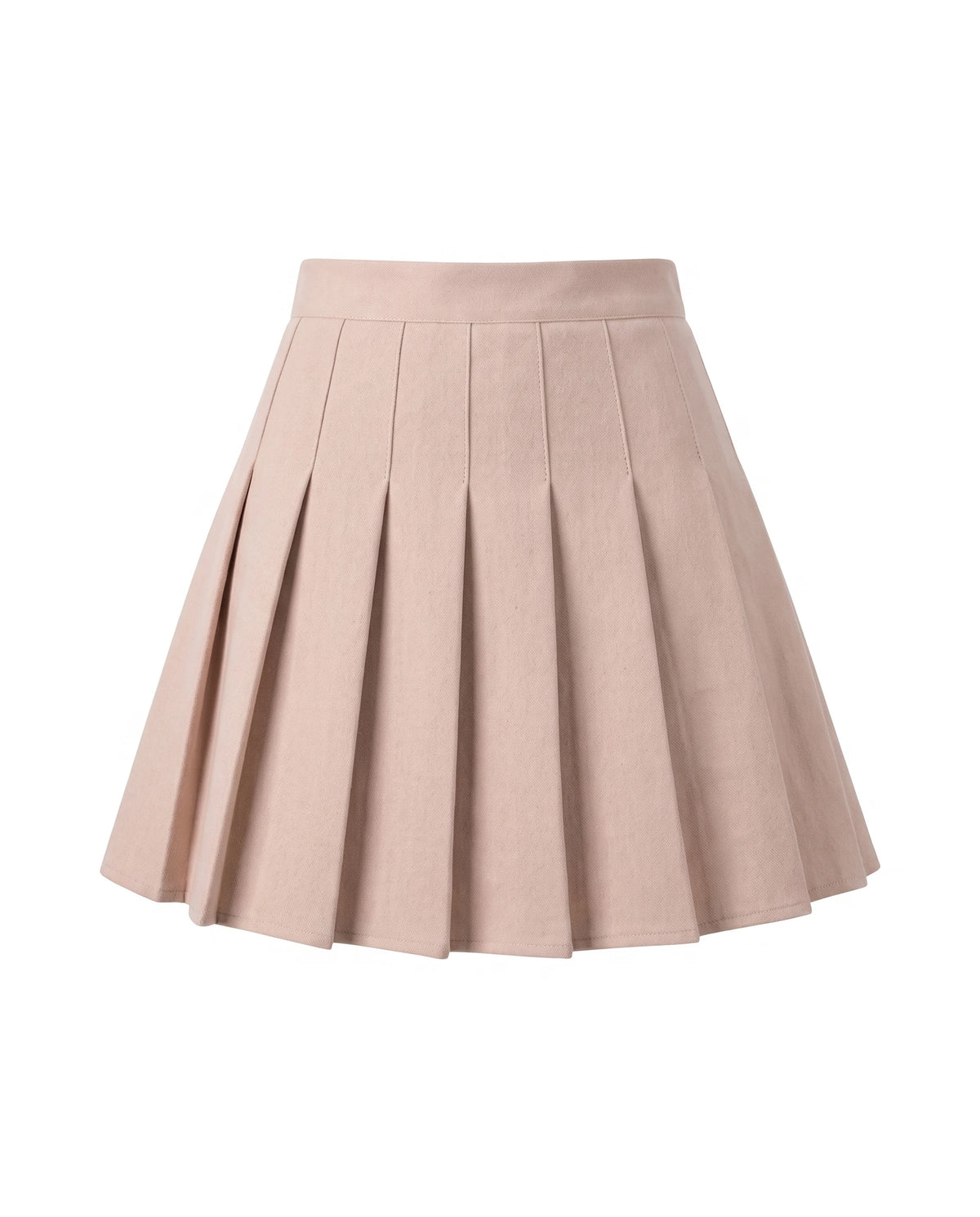 Women's Pleated Mini Skirt - Oxford - Beige