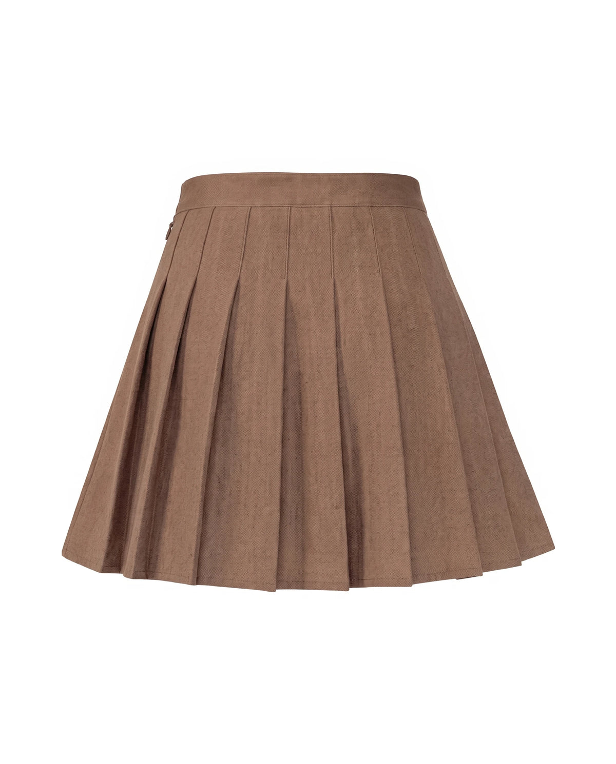 Women's Pleated Mini Skirt - Oxford - Brown Back View