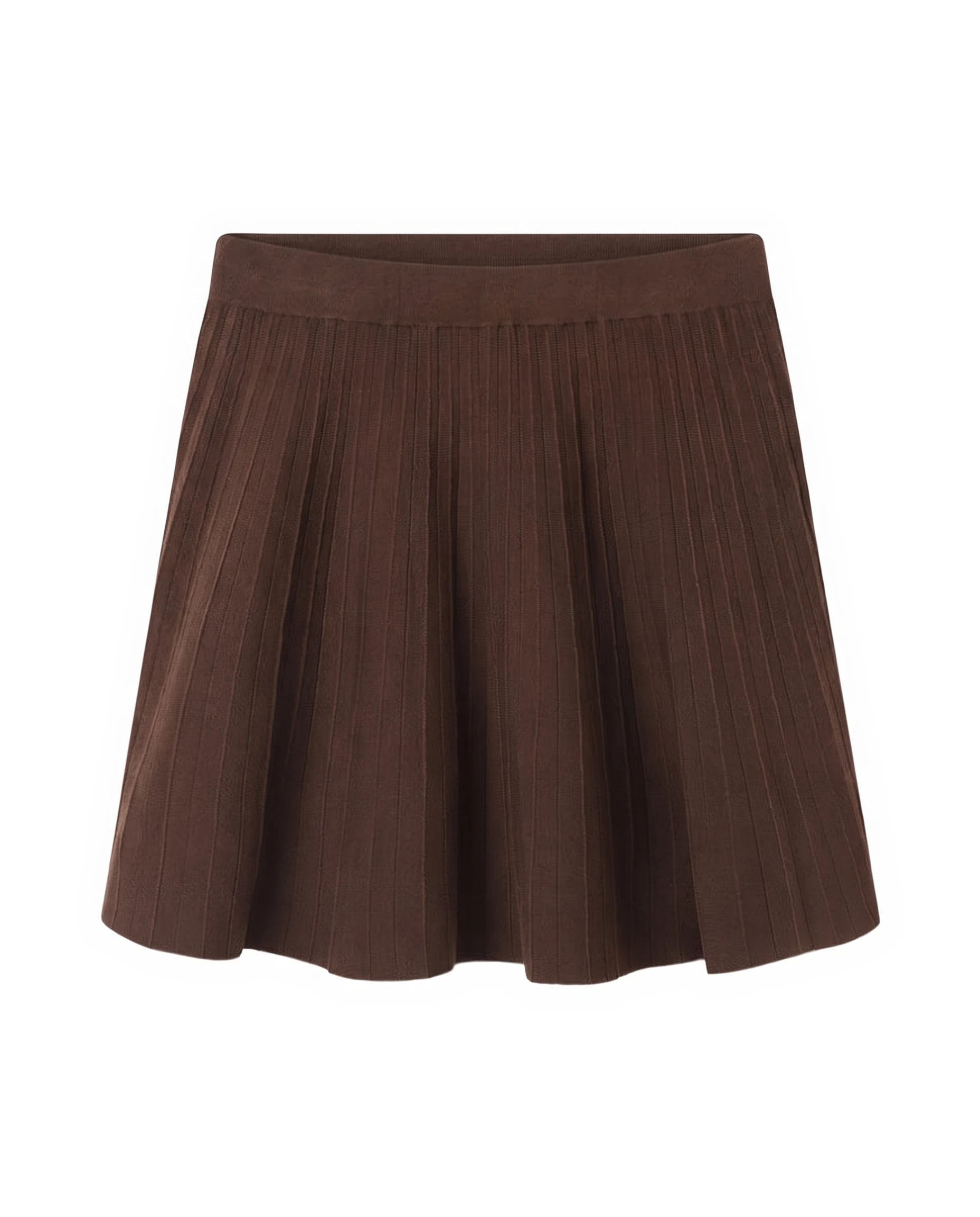 Women's Pleated Wool Skirt - Oxford - Brown