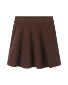 Women's Pleated Wool Skirt - Oxford - Brown