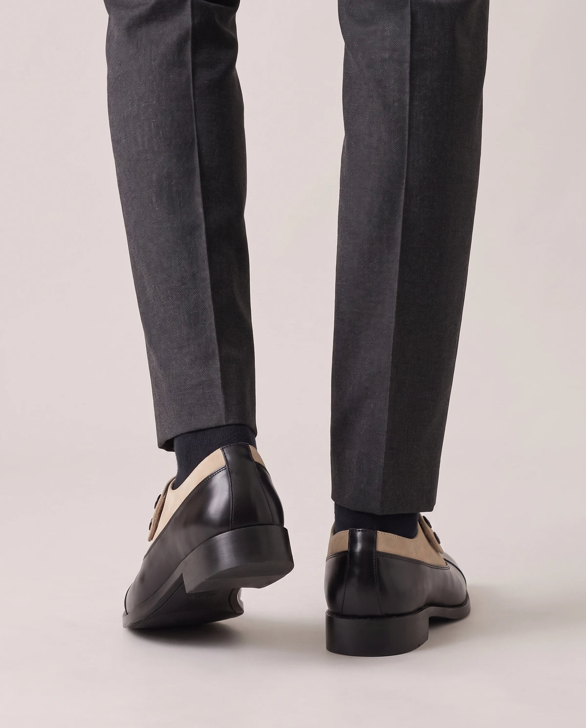 Men's Cap-Toe Button Panel Dress Shoes - Roderick - Model Back Detail
