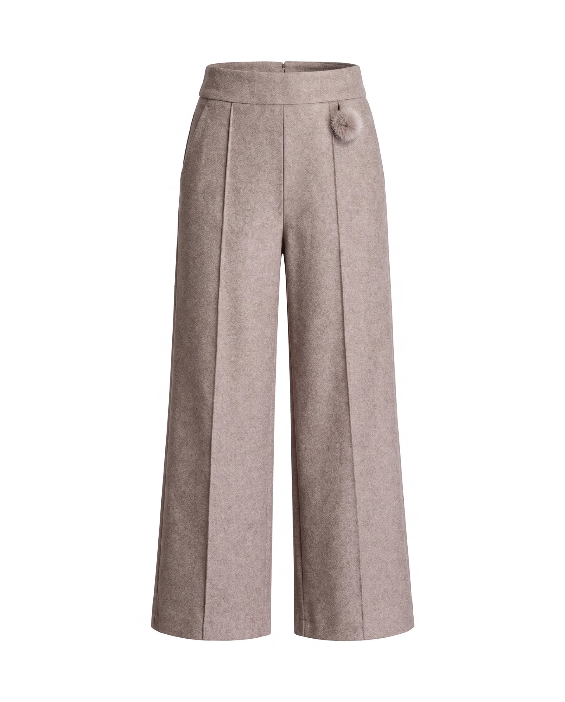 Women's Wool Wide-Leg Pants - Salomea - Camel