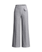 Women's Wool Wide-Leg Pants - Salomea - Gray