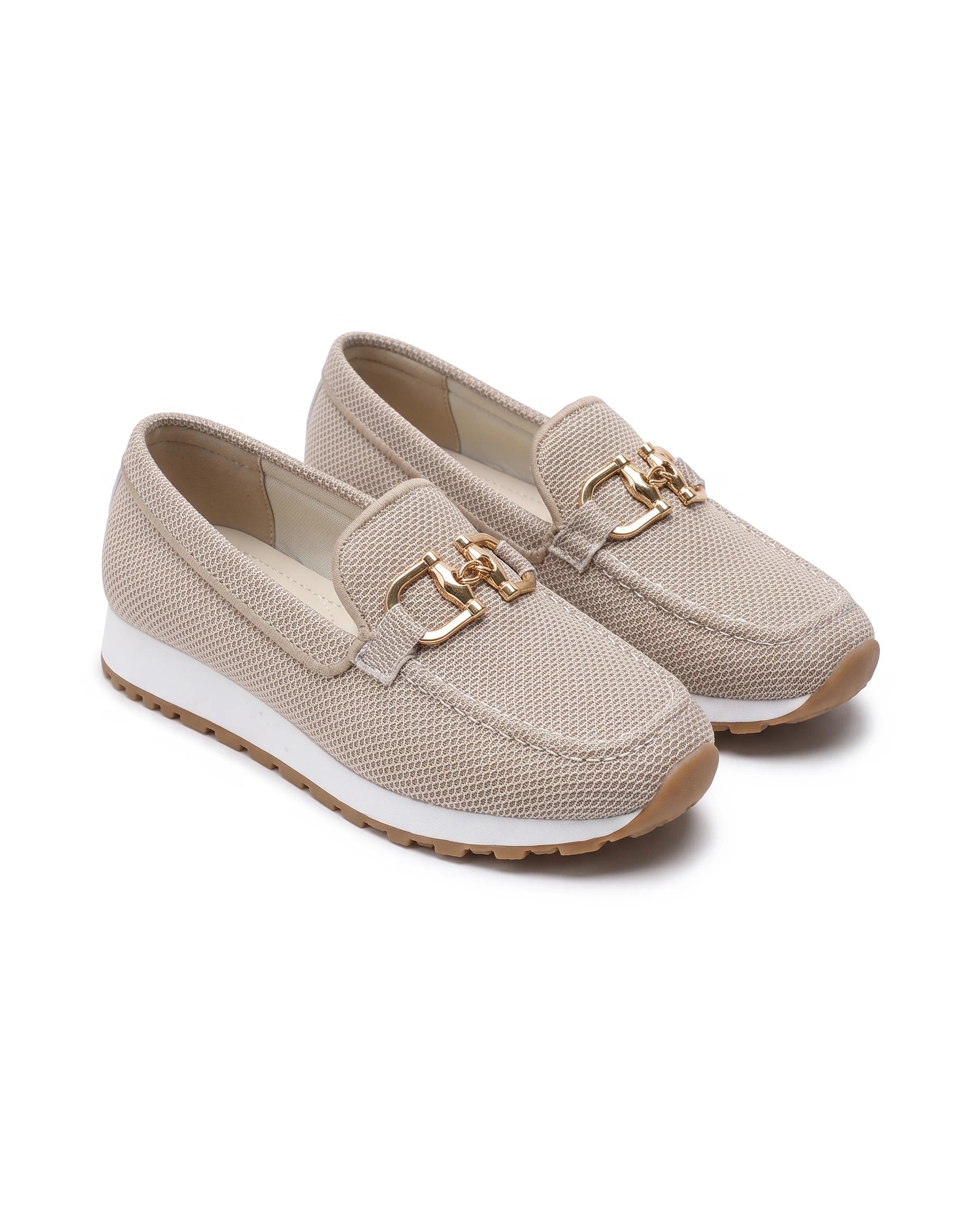 Women's Knit Platform Loafers - Teodora - Beige