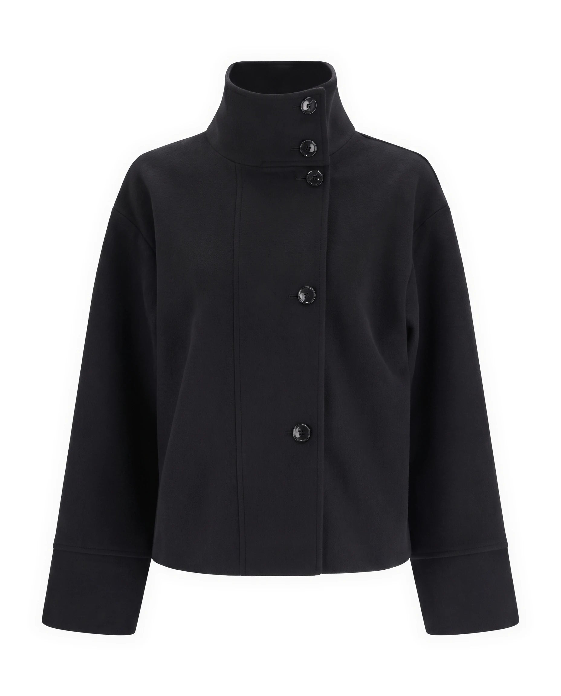 Women's Wool-Blend Stand-Collar Peacoat - Victoria - Black