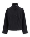 Women's Wool-Blend Stand-Collar Peacoat - Victoria - Black