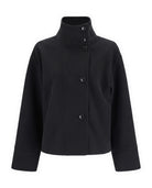 Women's Wool-Blend Stand-Collar Peacoat - Victoria - Black