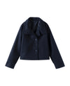 Women's Wool-Blend Stand-Collar Peacoat - Victoria - Dark Blue