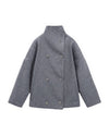 Women's Wool-Blend Stand-Collar Peacoat - Victoria - Gray