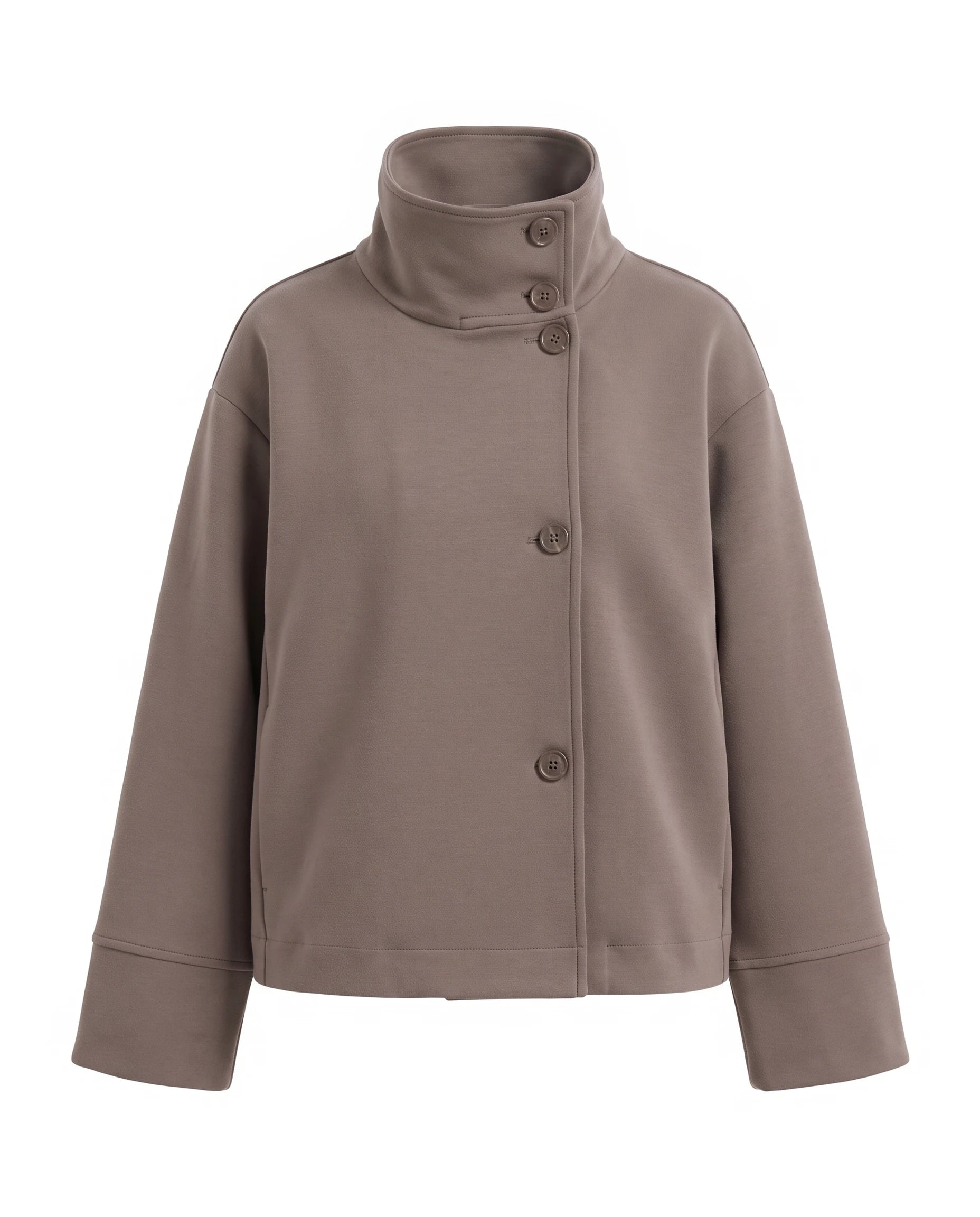 Women's Wool-Blend Stand-Collar Peacoat - Victoria - Taupe