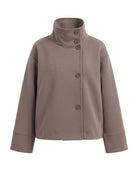 Women's Wool-Blend Stand-Collar Peacoat - Victoria - Taupe