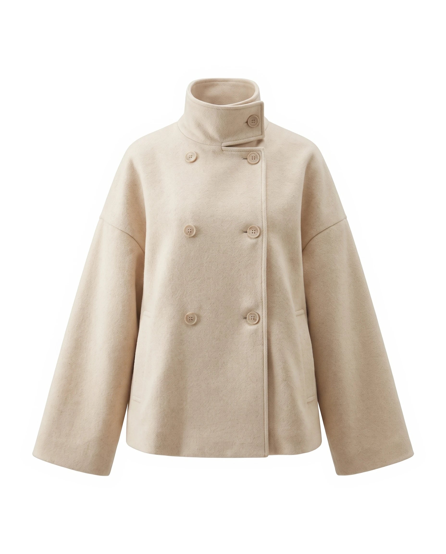 Women's Wool-Blend Stand-Collar Peacoat - Victoria - White