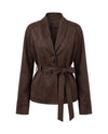 Women's Belted Faux Suede Wrap Jacket - Carmen - Brown