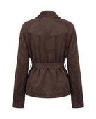 Women's Belted Faux Suede Wrap Jacket - Carmen - Back View
