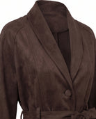 Women's Belted Faux Suede Wrap Jacket - Carmen - Detail Shawl Collar