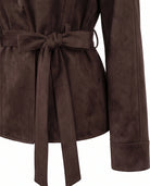 Women's Belted Faux Suede Wrap Jacket - Carmen - Detail Cuff and Belt