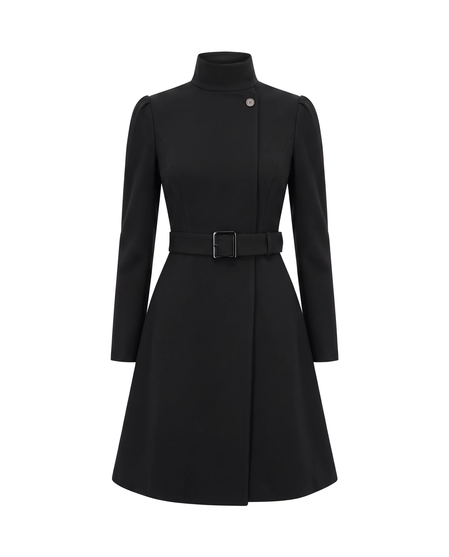 Women's Belted High-Neck Dress - Purisima - Black